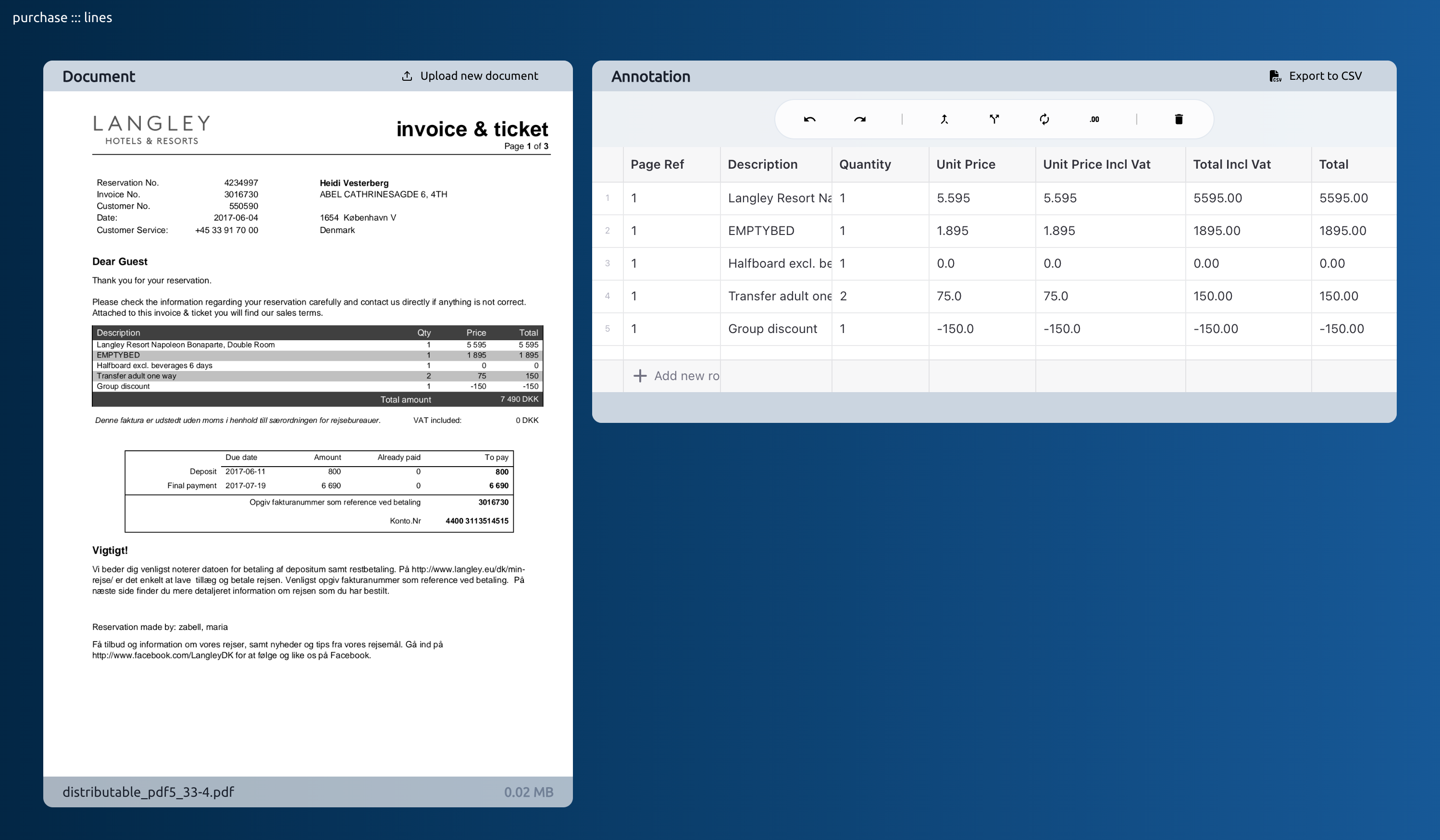 Smartscan - invoice with purchase lines